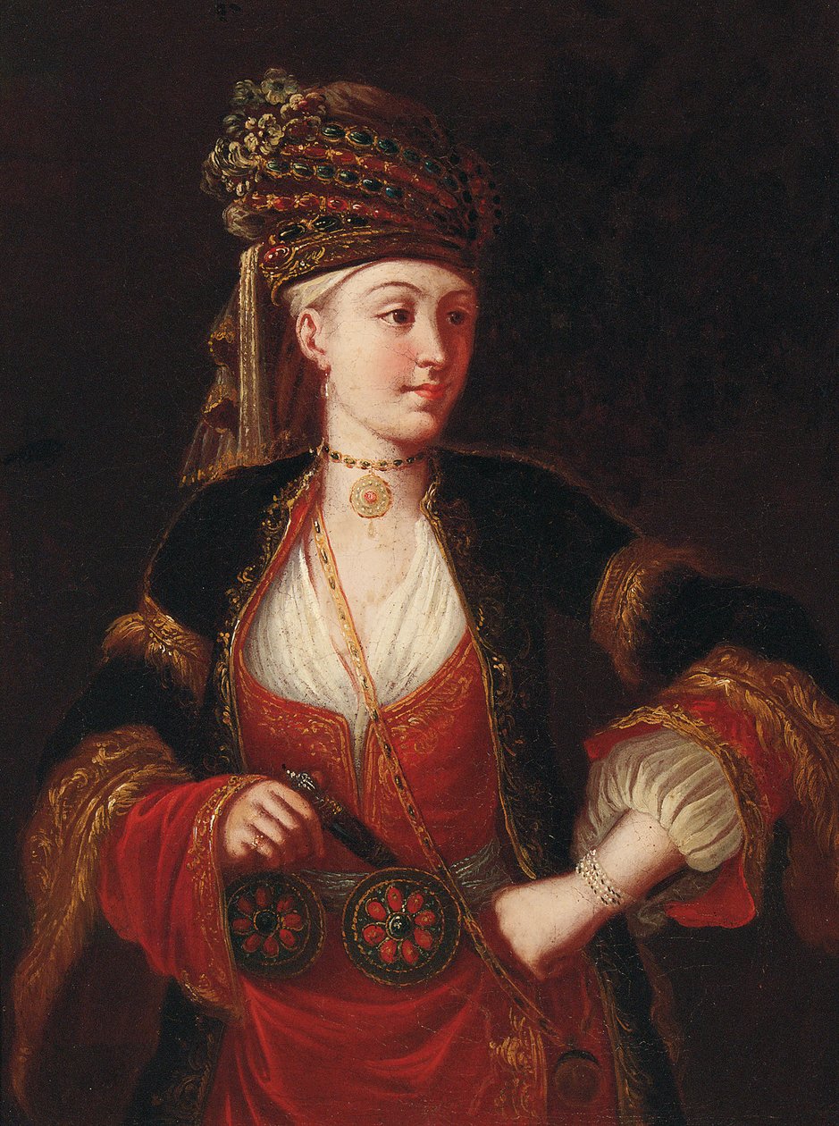 En dame, trekvart lang, i orientalsk dragt af Jean Baptiste Vanmour