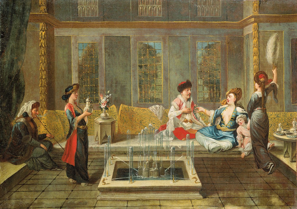 Armensk interiør med en sultan og hans favorit af Jean Baptiste Vanmour