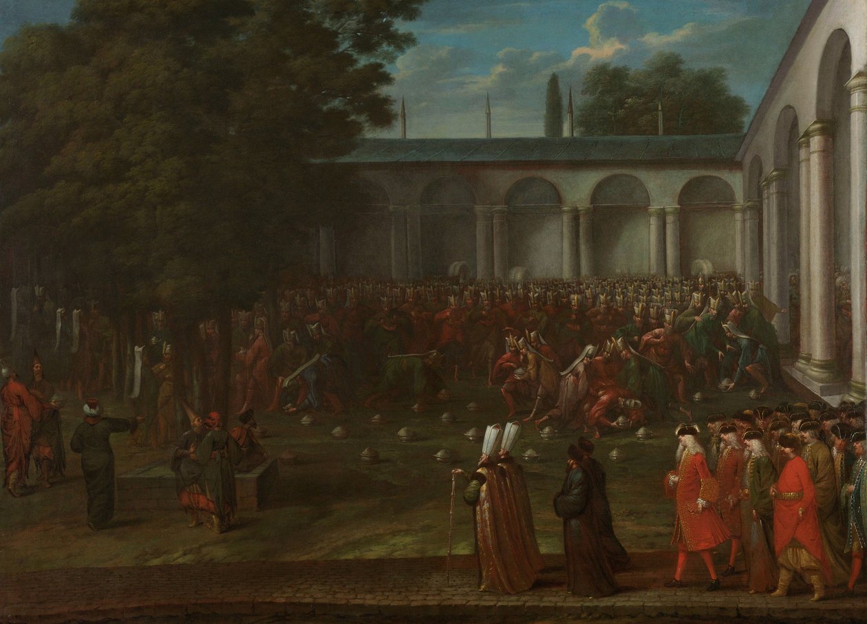 Cornelis Calkoen på vej til audiens hos sultan Ahmed III, ca.1727-30 af Jean Baptiste Vanmour