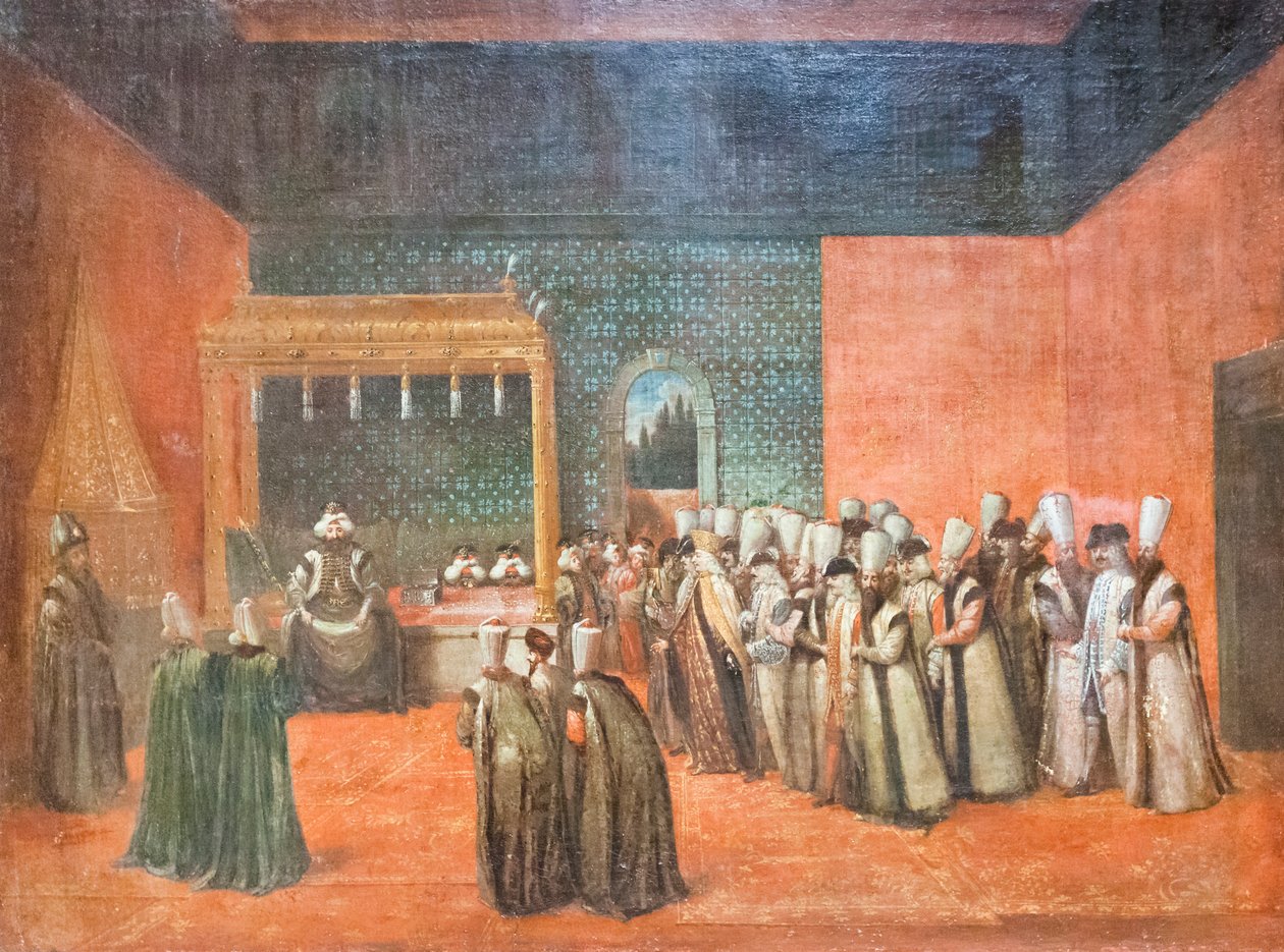 Sultan Ahmed III modtager en europæisk ambassadør, ca. 1725 (olie på lærred) af Jean Baptiste Vanmour