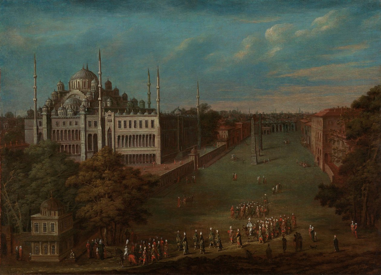 Storvesiren krydser Atmeydan? (Hestepladsen), 1720-37 af Jean Baptiste Vanmour