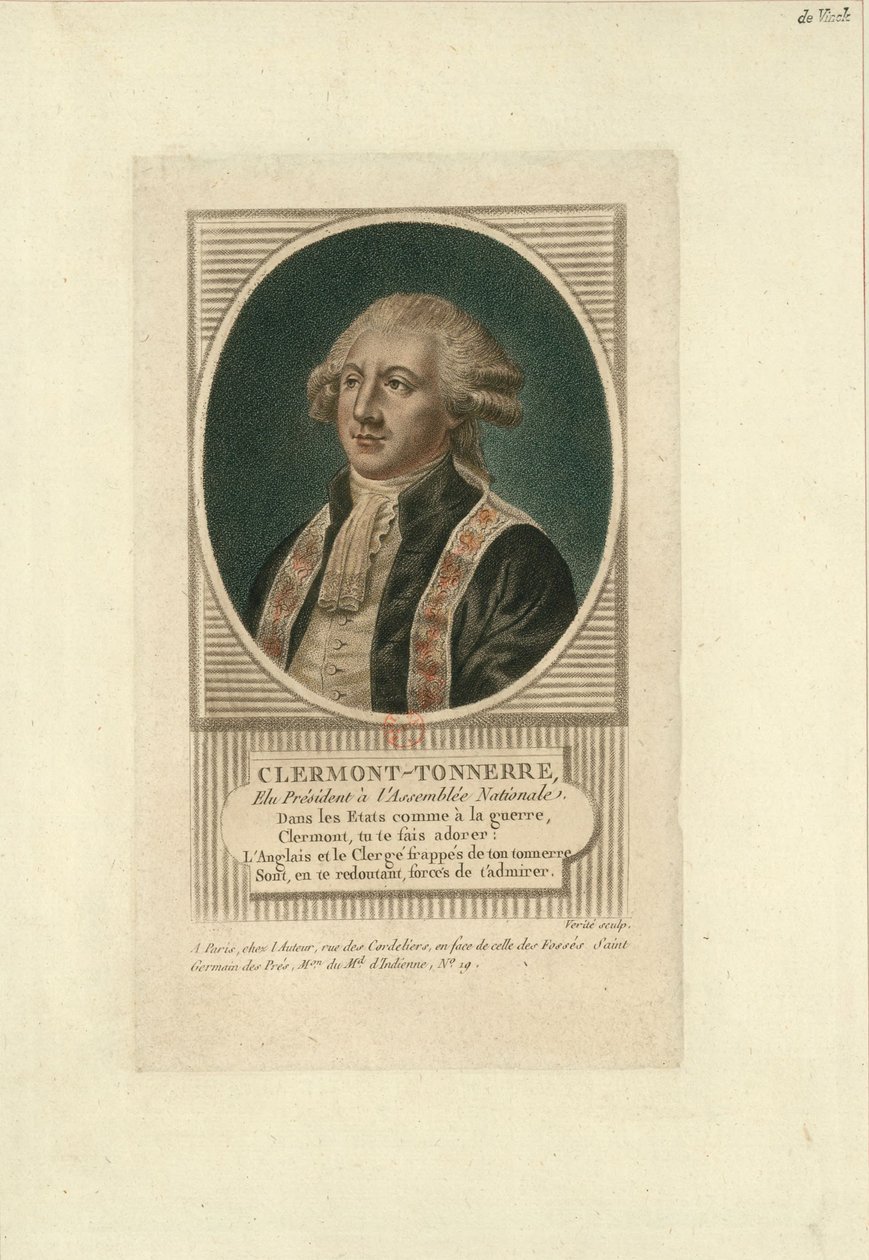 Portræt af Stanislas Marie Adelaide, greve af Clermont-Tonnerre 1757-1792, ca. 1789. af Jean Baptiste Verite