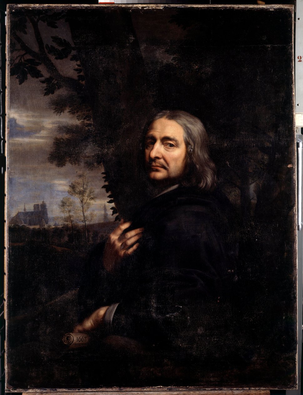 Philippe de Champaigne, onkel til kunstneren (1602-1674) Kopi af et forsvundet selvportræt. Maleri af Jean Baptiste de Champaigne (1631-1681) 1668 søn. 1,2x0,9 m af Jean Baptiste de Champaigne