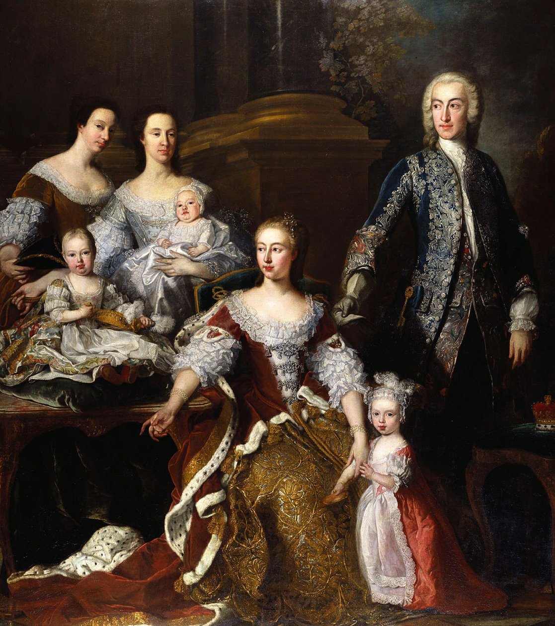 Augusta af Saxe-Gotha, prinsesse af Wales, med medlemmer af sin familie og husstand, 1739 af Jean Baptiste van Loo