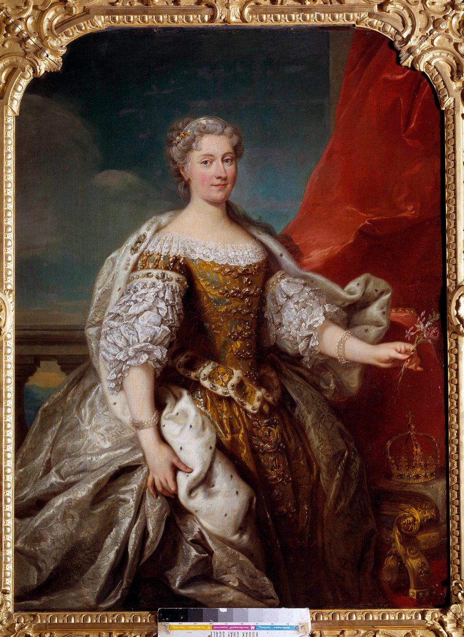 Portræt af Catherine Bnin Opalinska, hustru til Stanislas Lescinski, dronning af Polen, dengang hertuginde af Lorraine og Bar (1680-1747) Maleri af Jean Baptiste Van Loo (1684-1745) 1725 Søn. 1,41x1,12 m af Jean Baptiste van Loo