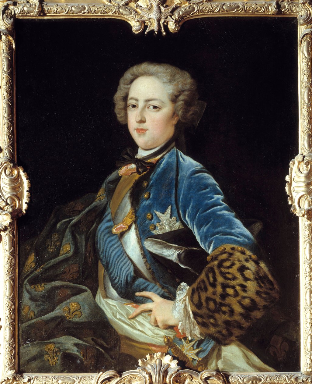 Portræt af Louis XV (1710-1774), konge af Frankrig. Maleri af Jean Baptiste Van Loo (1684 - 1745) af Jean Baptiste van Loo