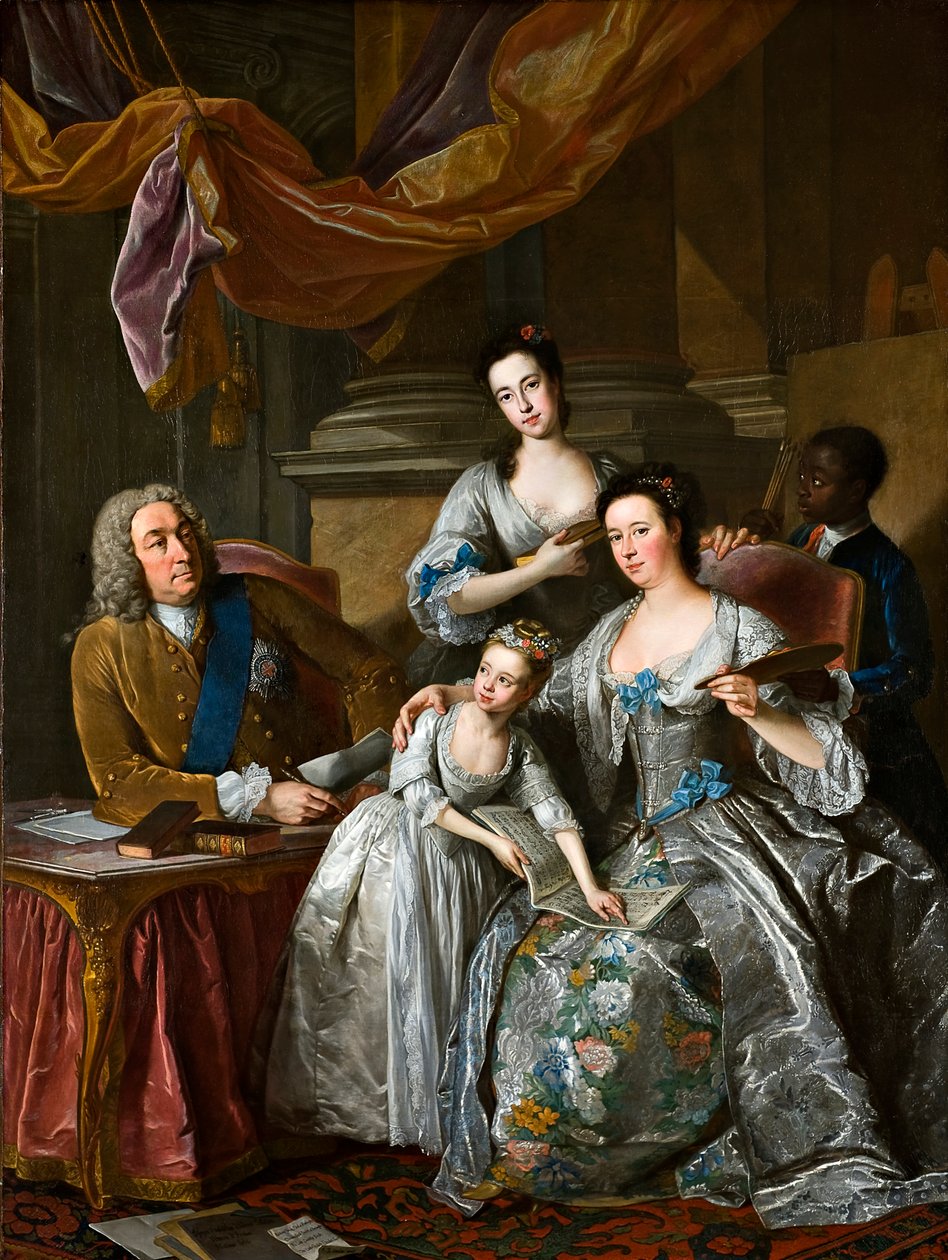 Richard Boyle, 3. jarl af Burlington og 4. jarl af Cork, med sin kone Dorothy Savile og deres døtre (olie på lærred) af Jean Baptiste van Loo