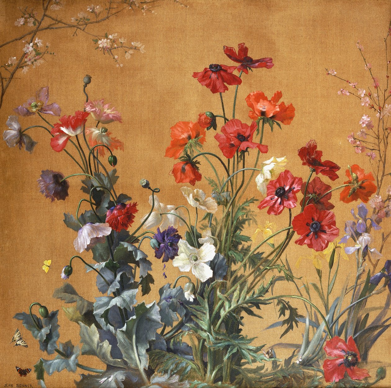 Valmuer, iris og blomster, af Jean Benner