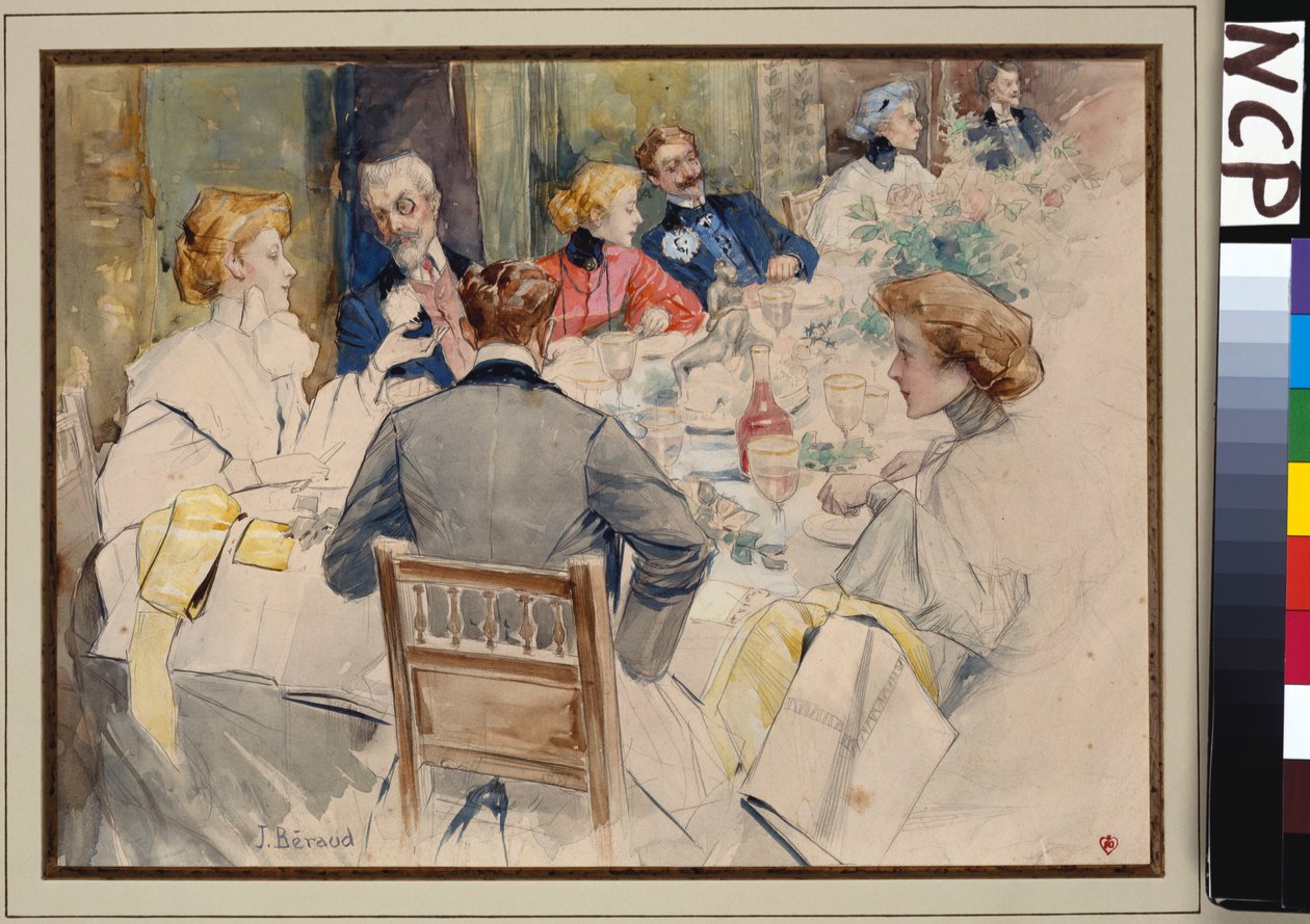 Et elegant middagsselskab af Jean Beraud