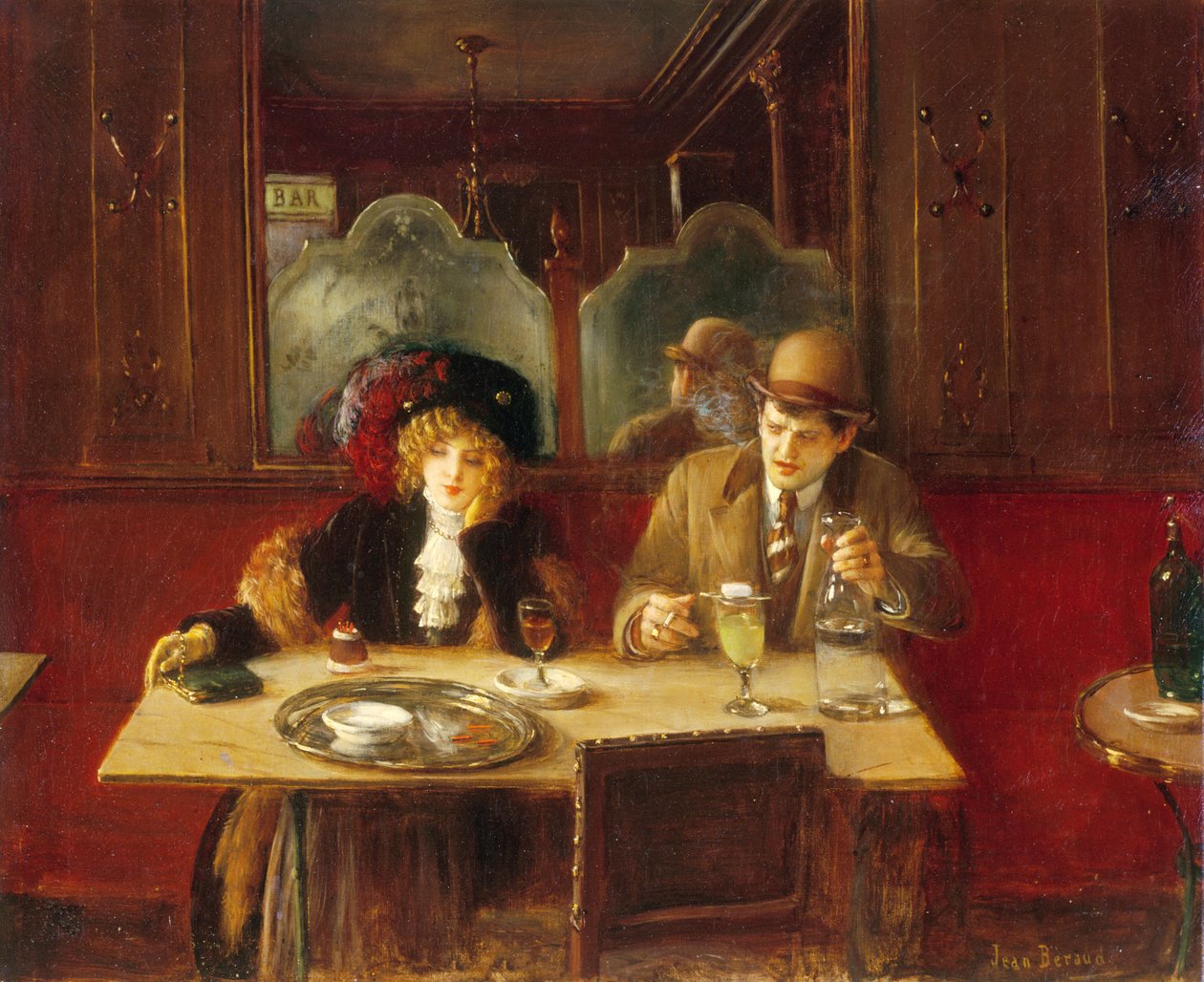 På cafeen, Absinthe Drinkers, ca. 1909 (maleri) af Jean Beraud