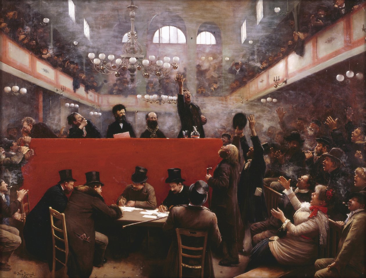 Ved Graffard Mødehal Møde i Graffard Hall, 1884 af Jean Beraud