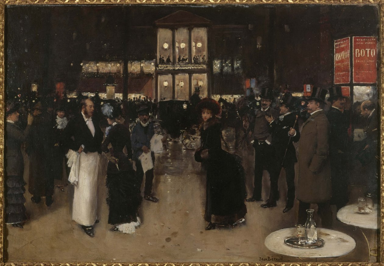 Boulevard Montmartre om natten, foran Théâtre des Variétés, ca. 1885 (olie på lærred) af Jean Beraud