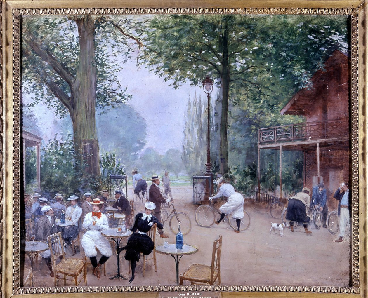 Cykelhytte i Bois de Boulogne, omkring 1900 - Akvarel af Jean Beraud (+ 1935). Sæler Museum. af Jean Beraud
