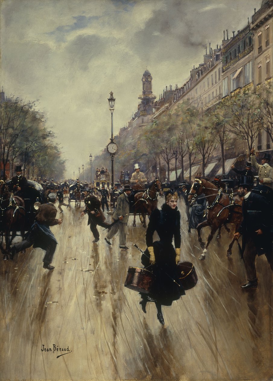 16.00 ved Carrefour Drouot og Grand Boulevard, ca. 1895 af Jean Beraud