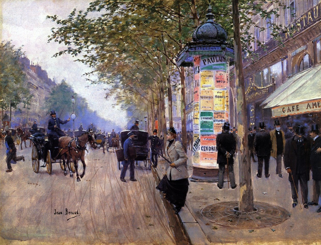 Hailing a Cab af Jean Beraud