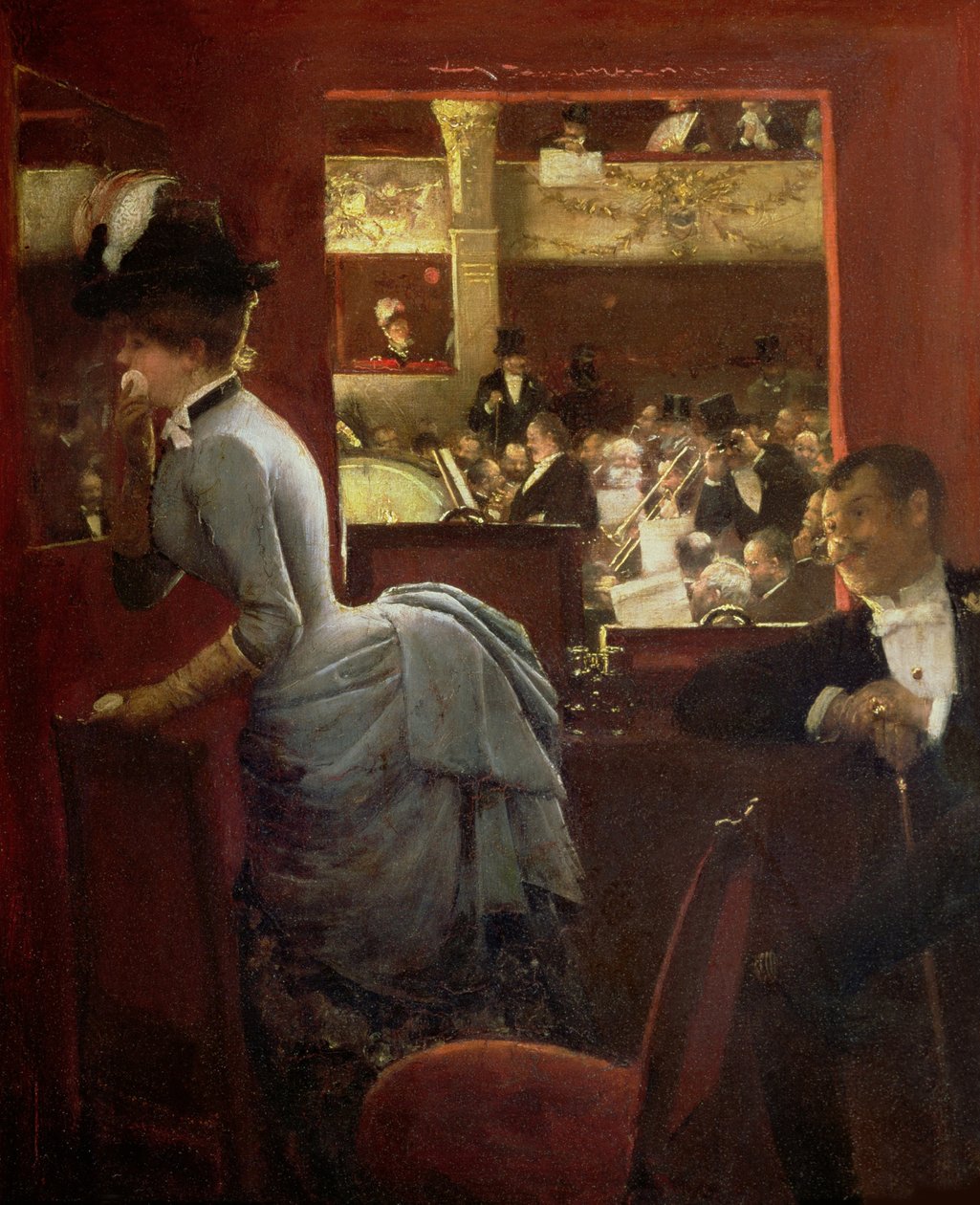 The Bathtub, at the Variety Theatre The Theatre Box at the Variety, 1883. af Jean Beraud