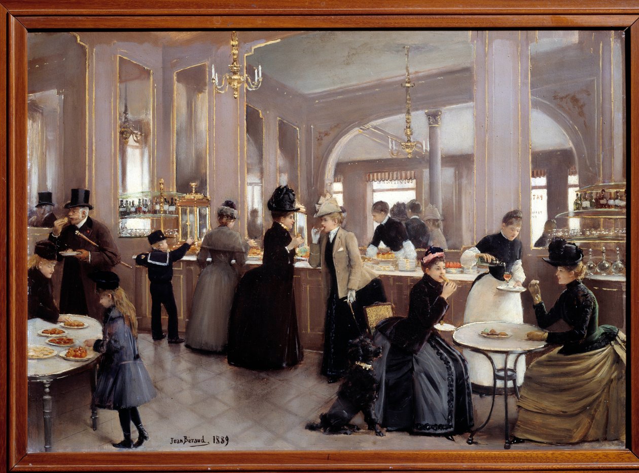 La passerie gloppe avenue des Champs Elysees. Maleri af Jean Beraud (1849 - 1935) af Jean Beraud