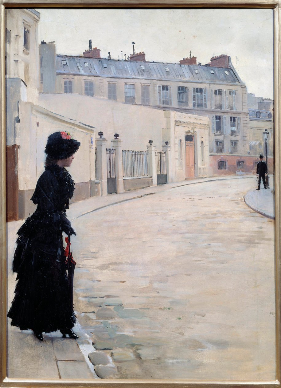 Waiting, rue de Chateaubriand i Paris Maleri af Jean Beraud (1849-1935) af Jean Beraud