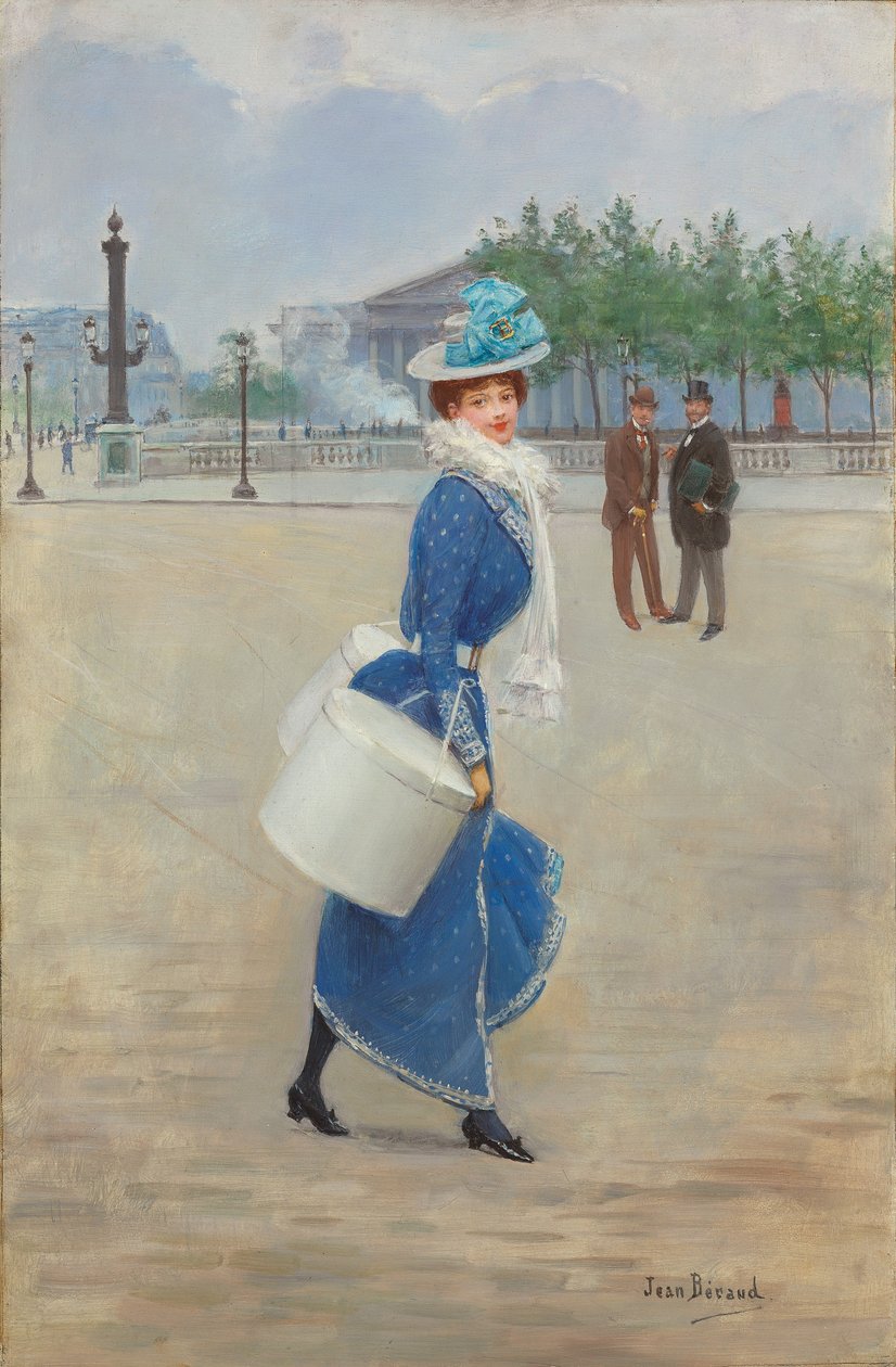 På Place de la Concorde (olie på panel) af Jean Beraud