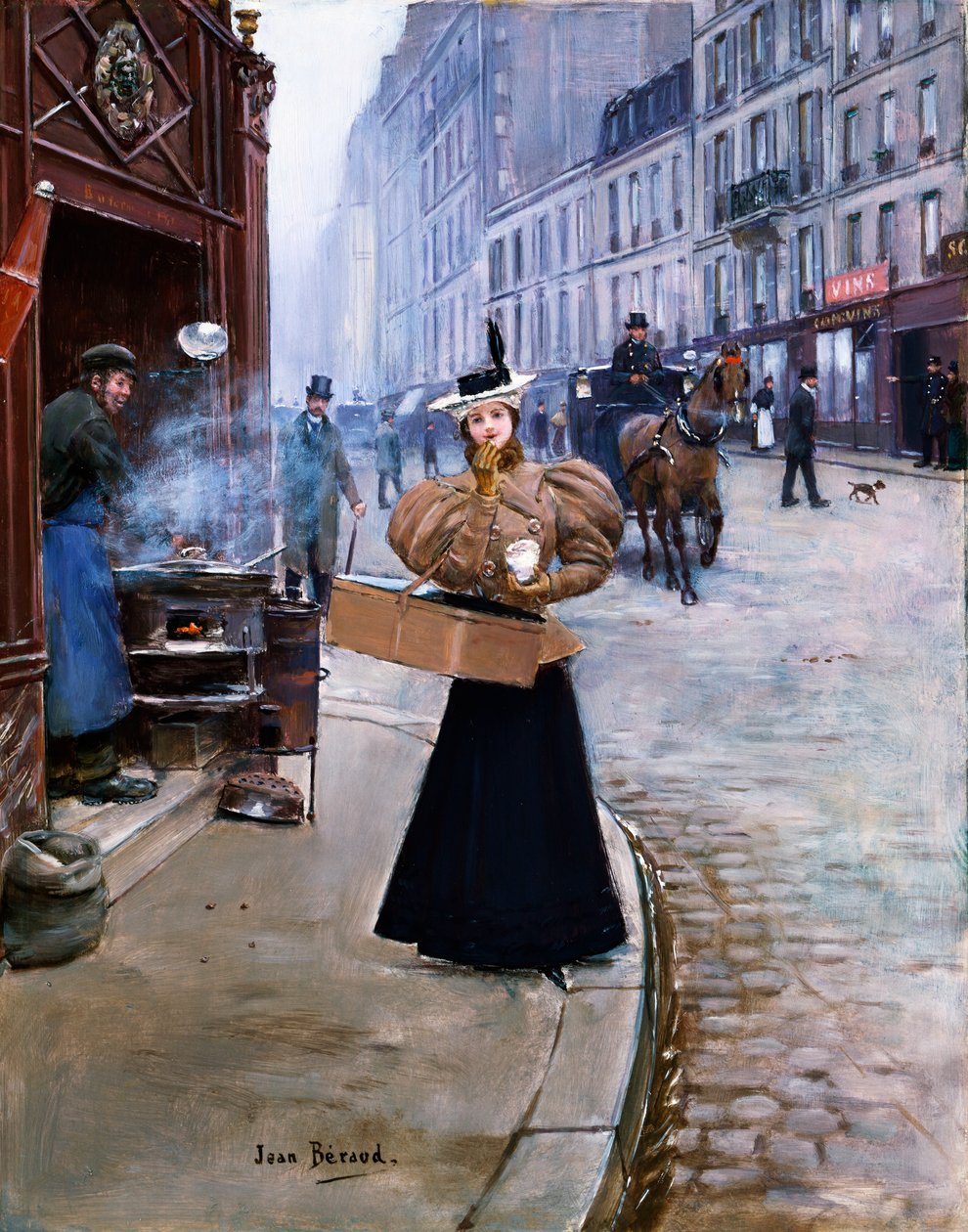Den ristede kastanje-sælger af Jean Beraud