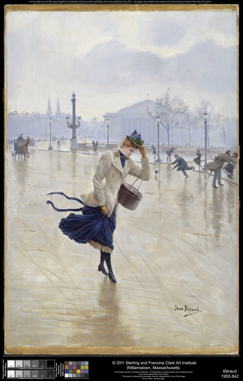 Blæsende dag, Place de la Concorde, ca. 1890 af Jean Beraud