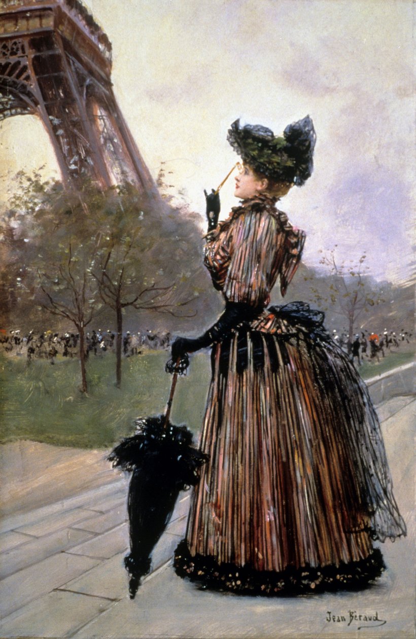 Kvinde foran Eiffeltårnet af Jean Beraud