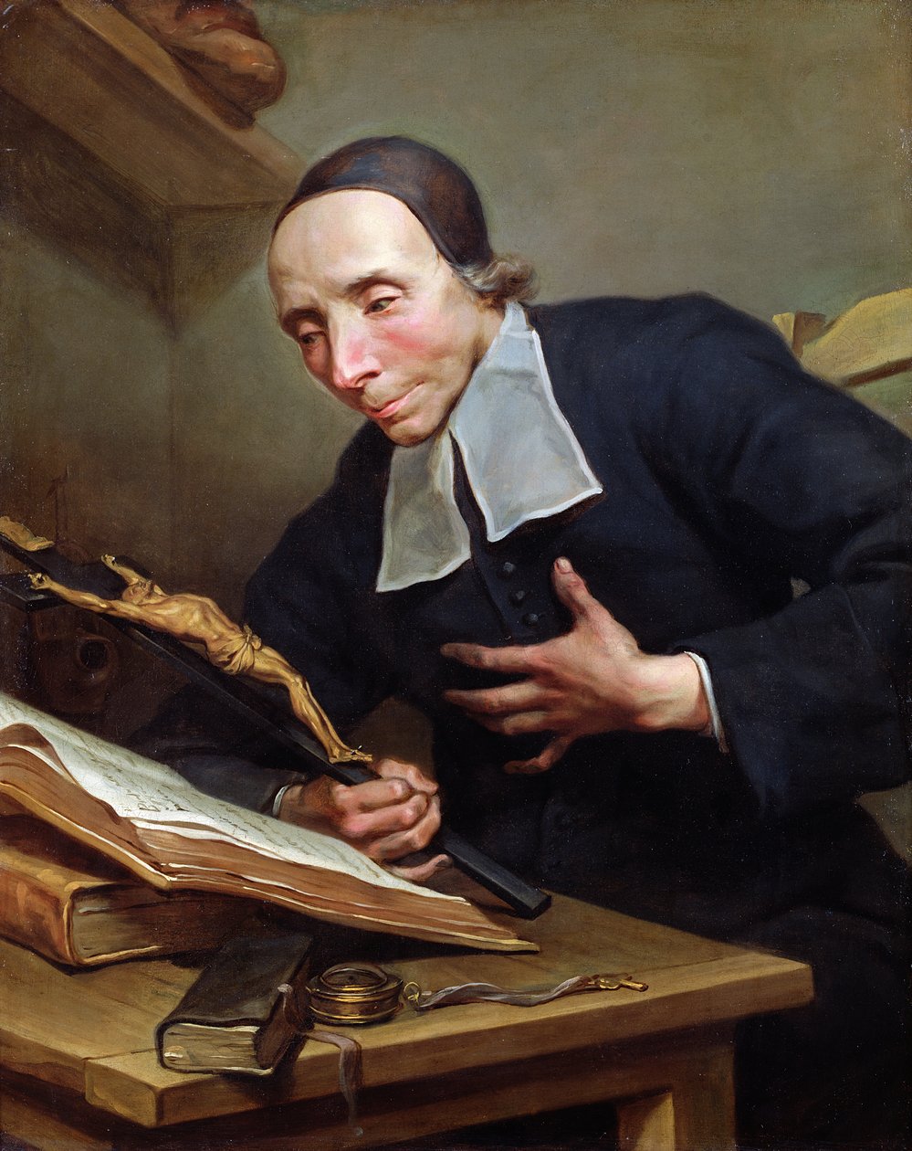 Portræt af abbed Firmin Tournus (1672-1733) med et krucifiks af Jean Bernard Restout