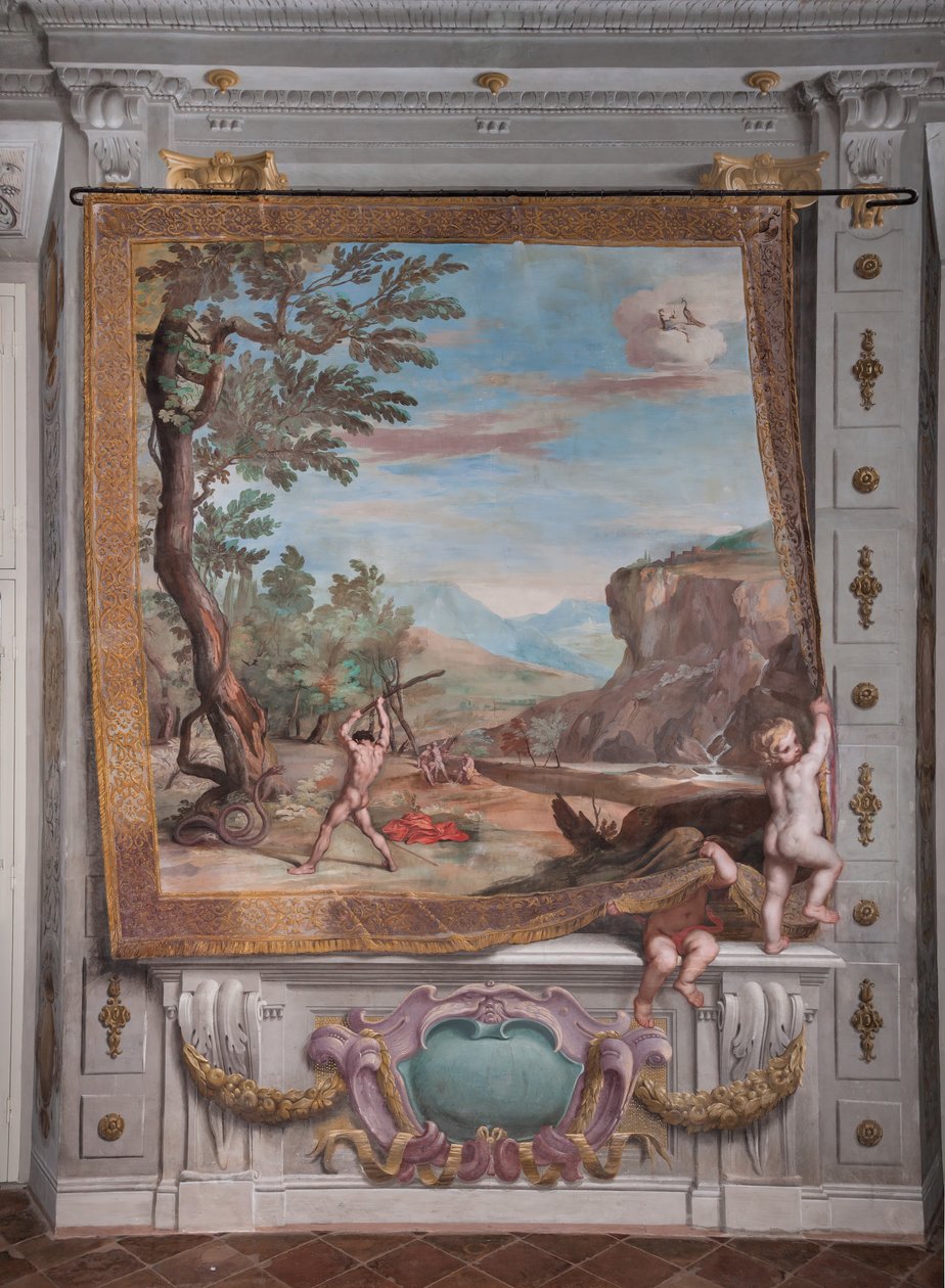 Bacchus kæmper med slangen, som Juno har sendt til ham af Jean Boulanger