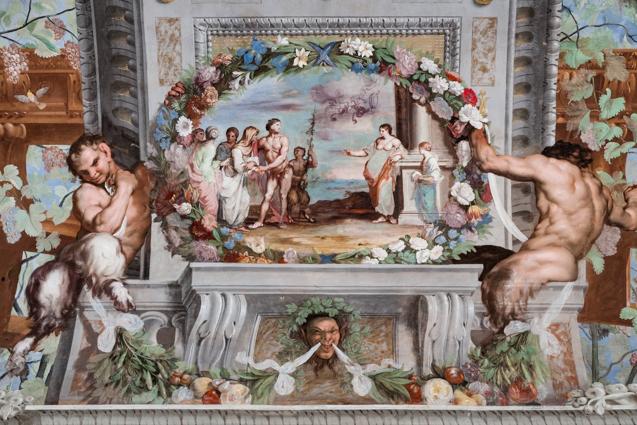 Bacchus, med sine gamle sygeplejersker og en satyr, beder Medea, der læner sig op ad en søjle, om at forynge kvinderne af Jean Boulanger