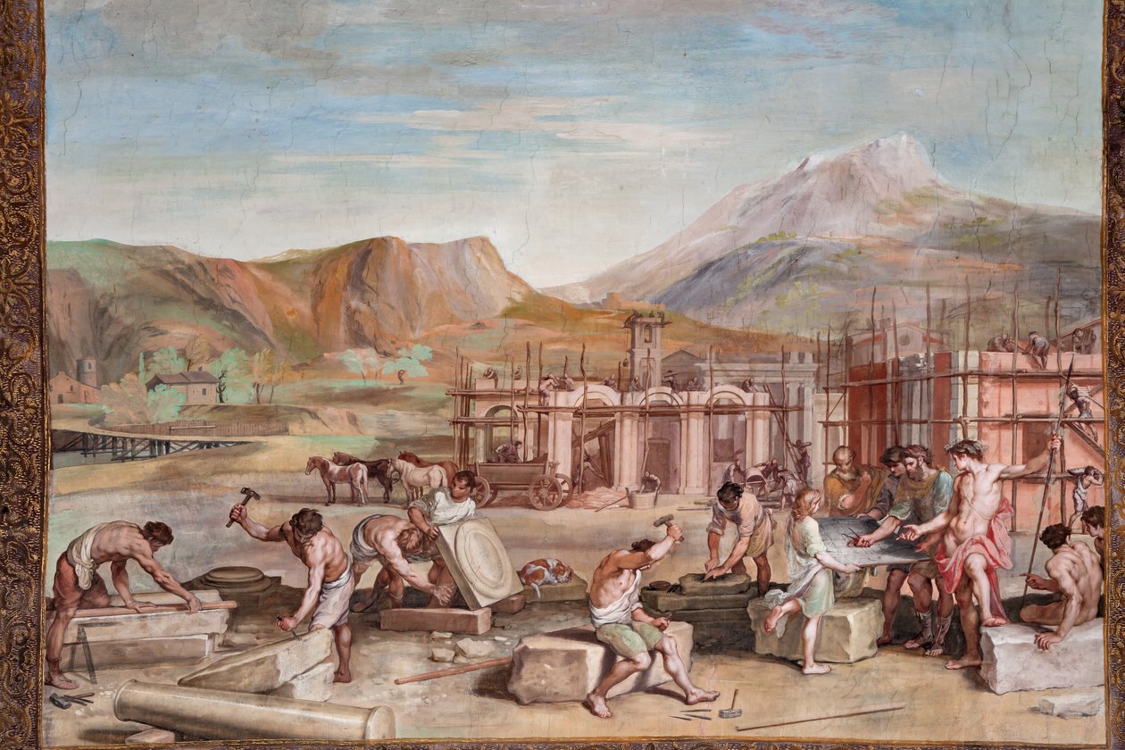Bacchus med arkitekterne, der planlægger opførelsen af Nisa af Jean Boulanger