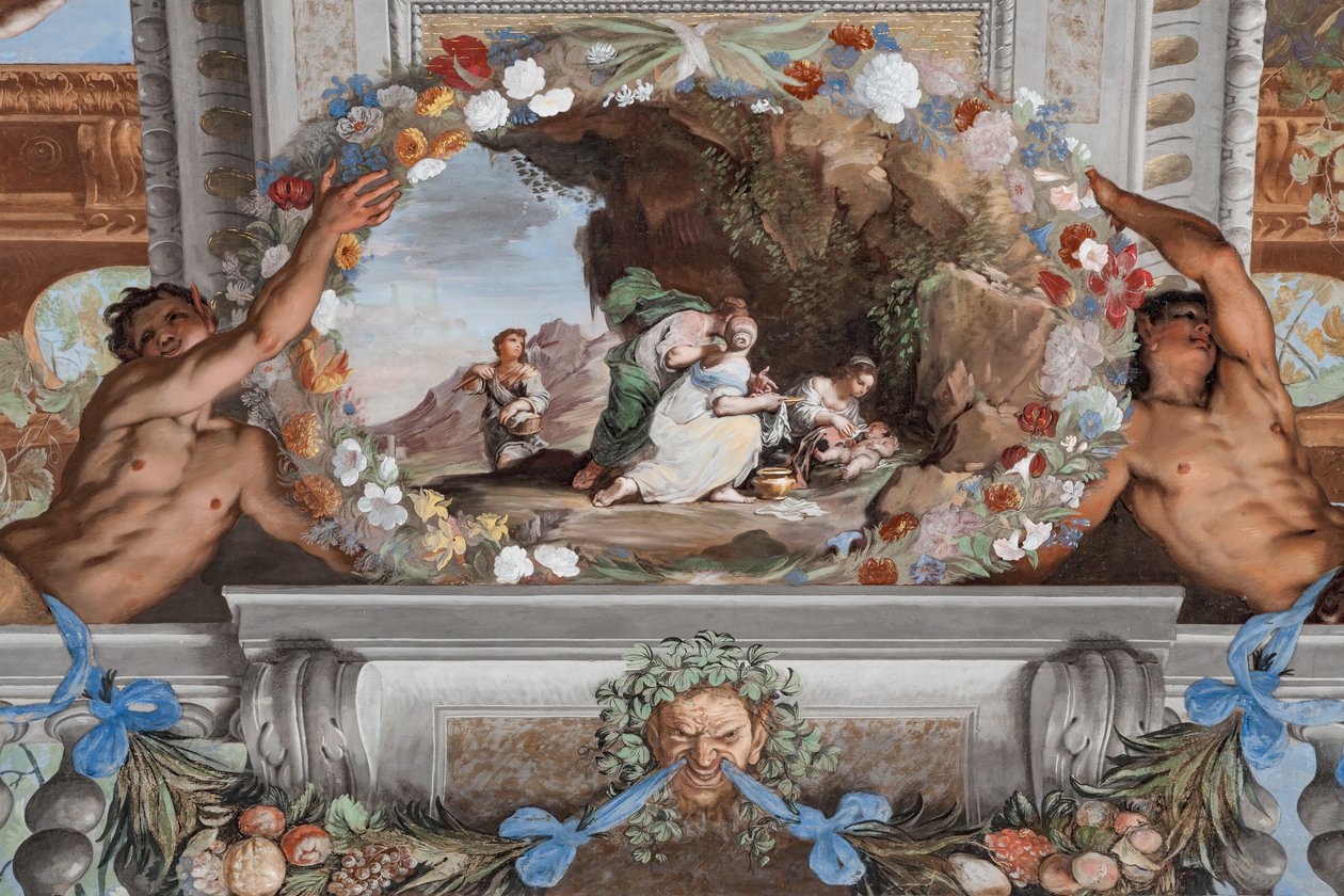 Lille Bacchus med tre sygeplejersker, der læner sig ind over ham af Jean Boulanger