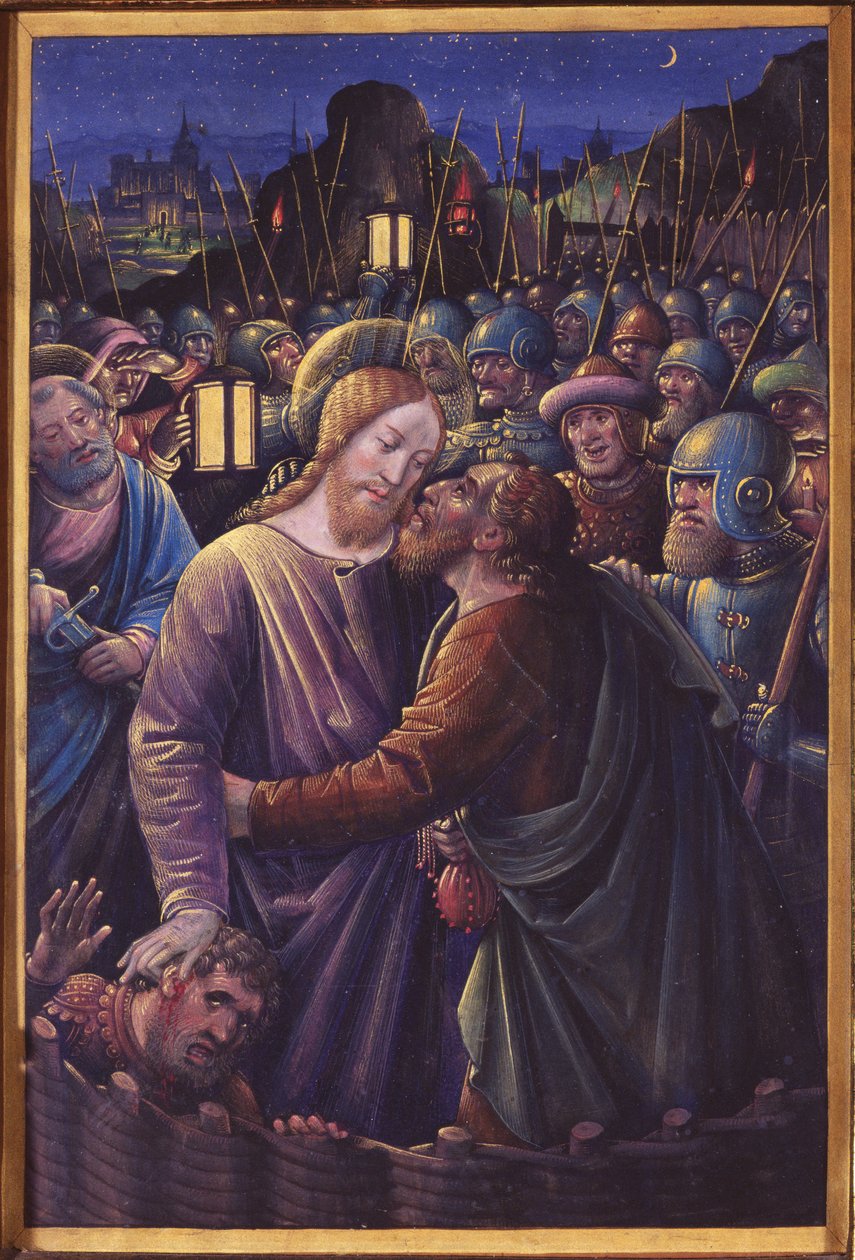 The Kiss of Judas, slutningen af det 15. århundrede (vellum) af Jean Bourdichon