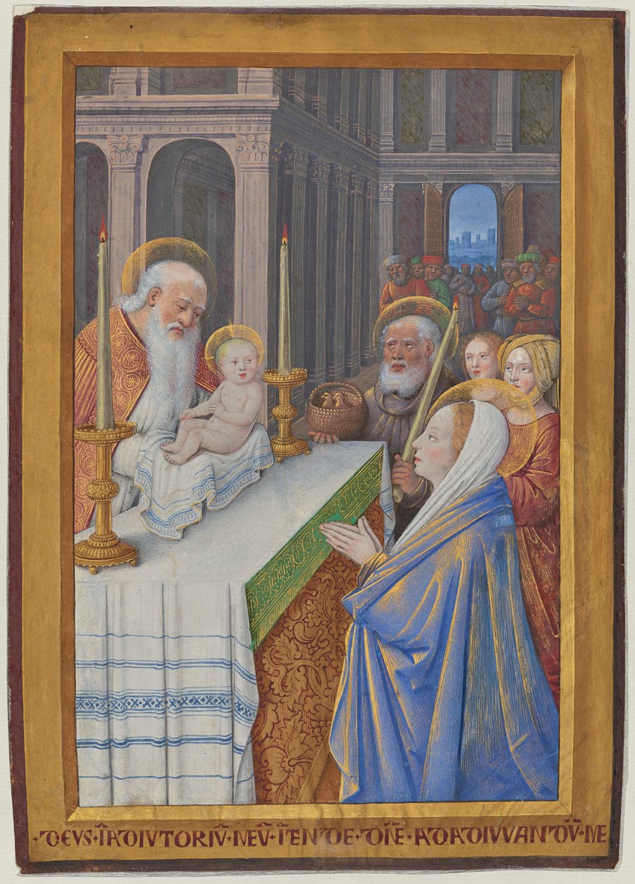 Die Darstellung im Tempel af Jean Bourdichon