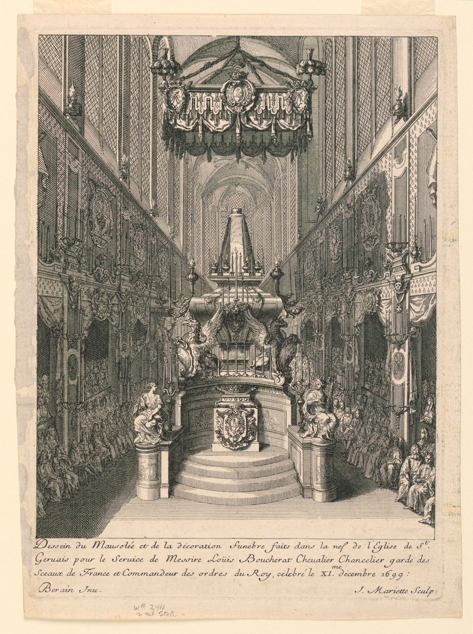 Catafalque of Louis Boucherat, Second State, St. Gervais, Paris af Jean Bérain, the Elder