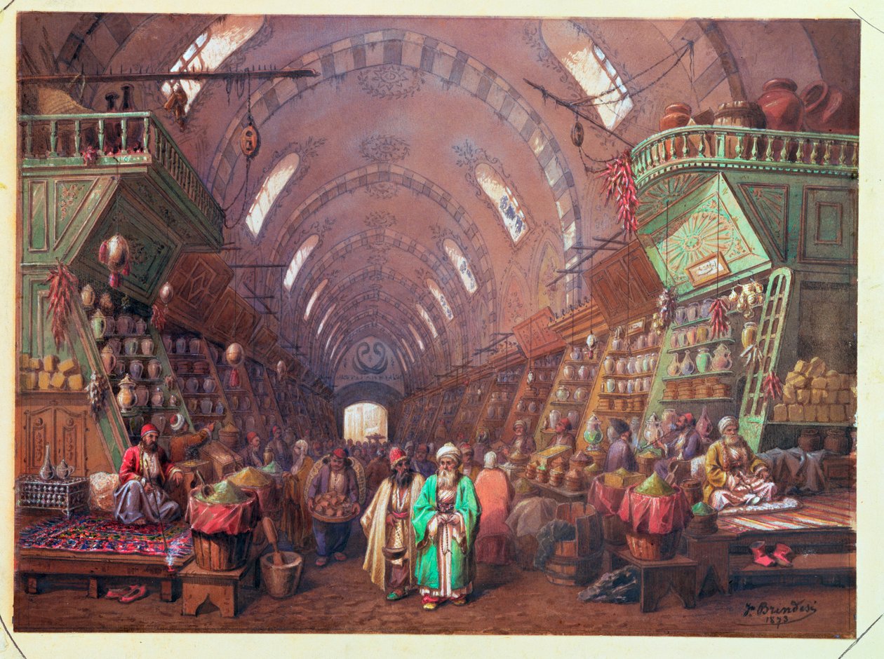 En basar i Konstantinopel, 1873 af Jean Brindesi
