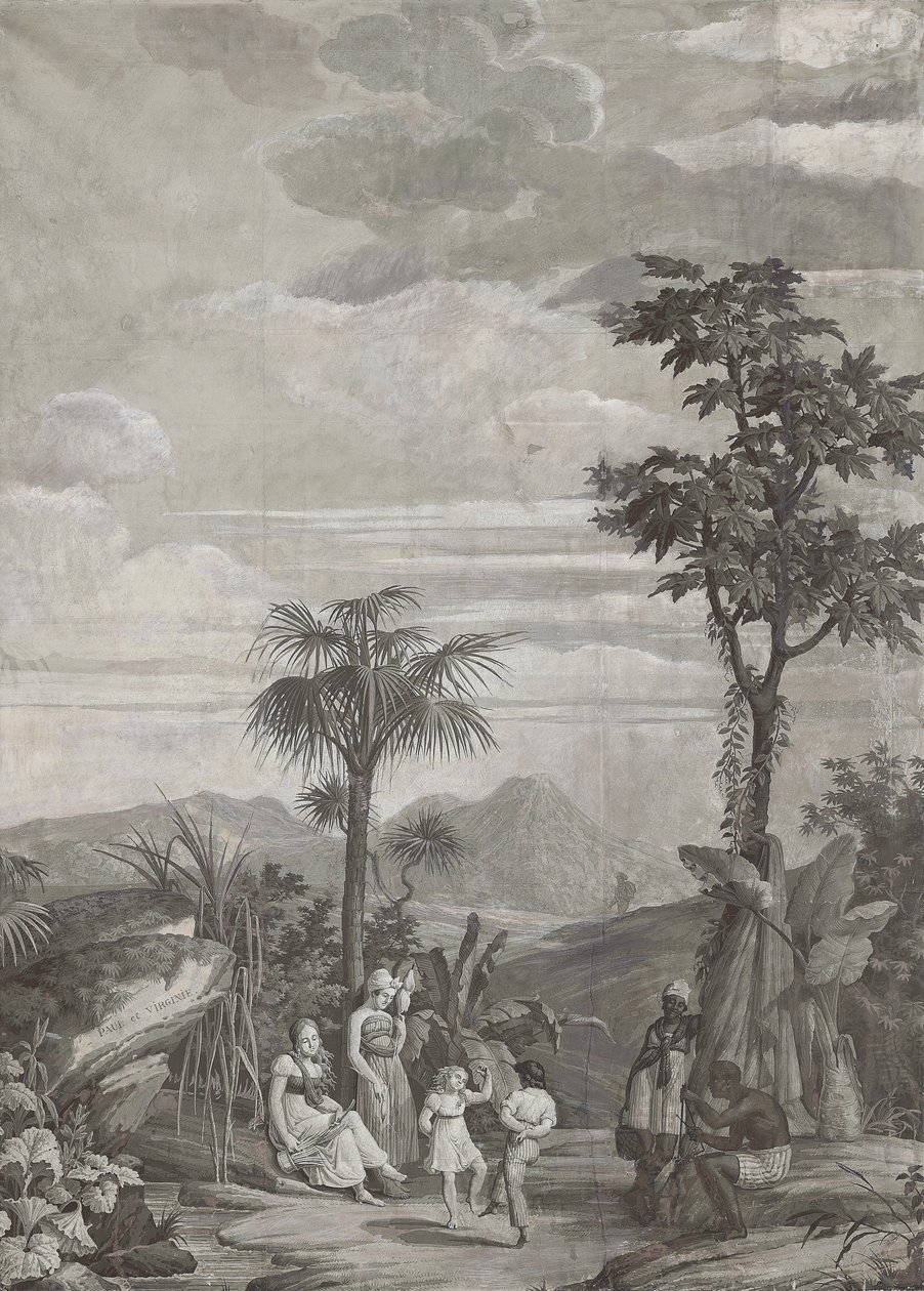 The Children Dance, wallpaper panel from the series "Paul et Virginie", by Dufour & Cie, c.1823dani af Jean Broc