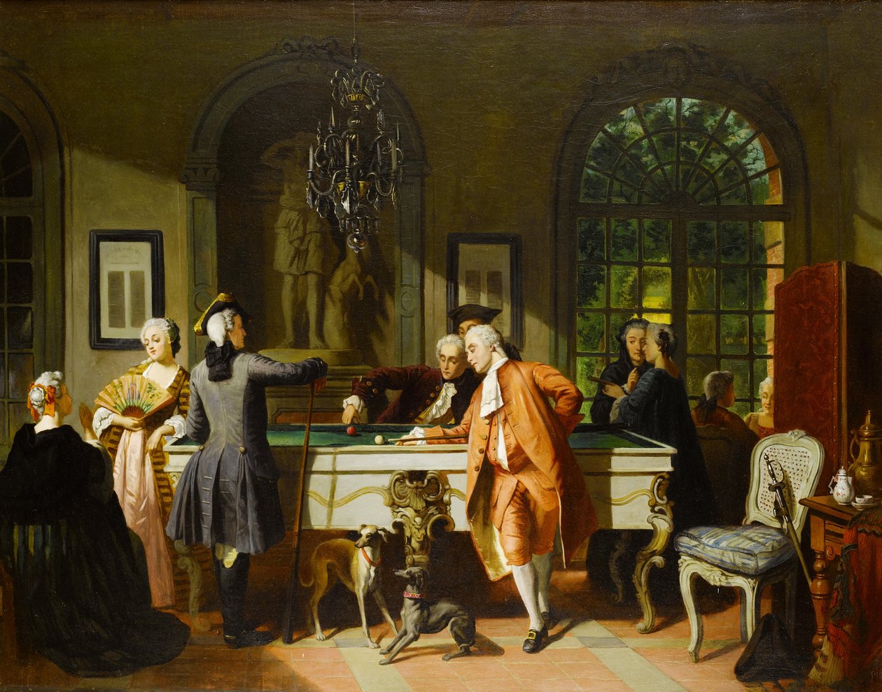 Billardspillet, midten af det 19. århundrede. af Jean Carolus
