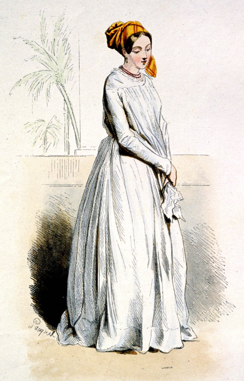Kreolsk kvinde fra Cayenne, ca. 1850 (kobberstik) af Jean Charles (1800 79) Pauquet