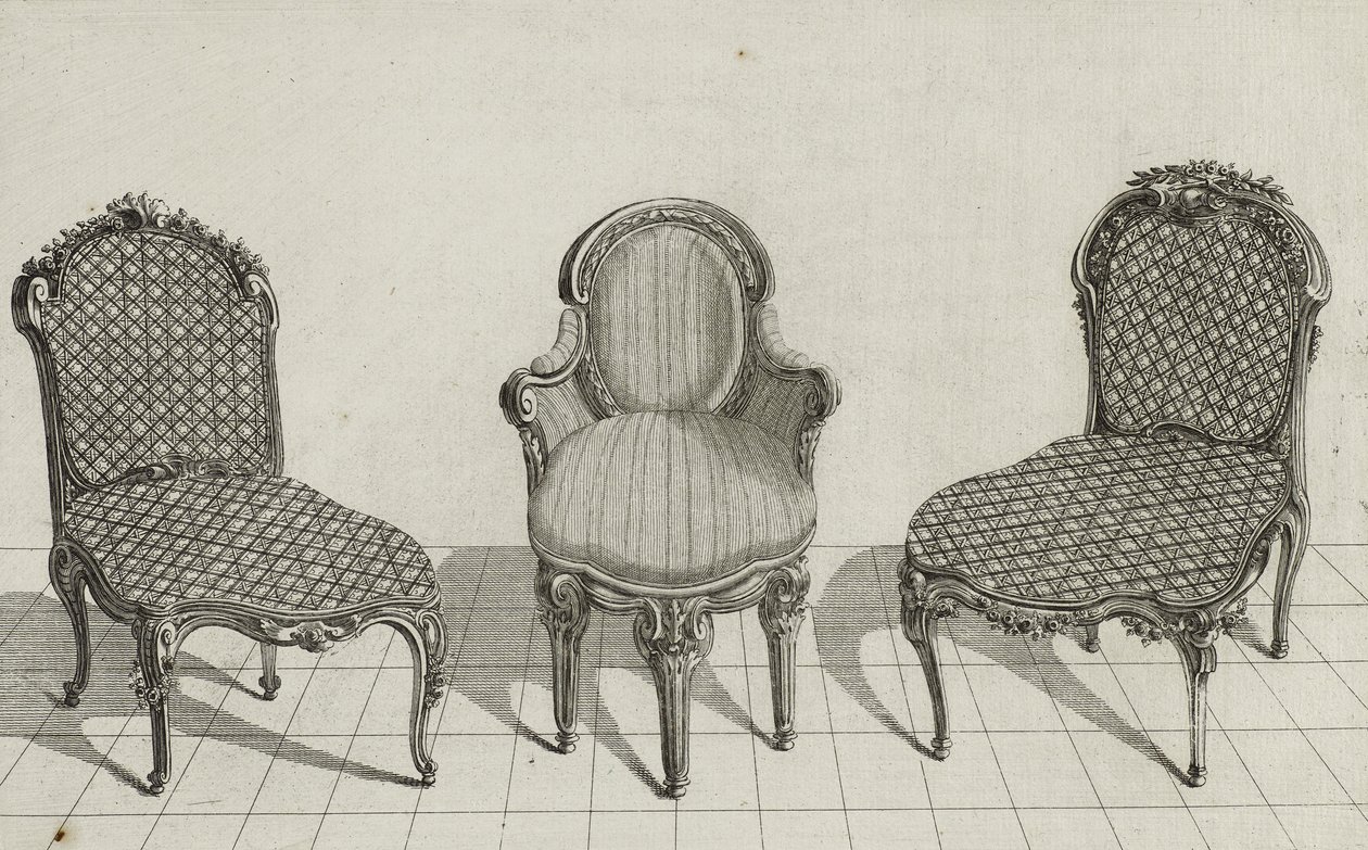 Cane Chair, Cabriolet Armchair, Cane Chair, udgivet i midten af ​​1770