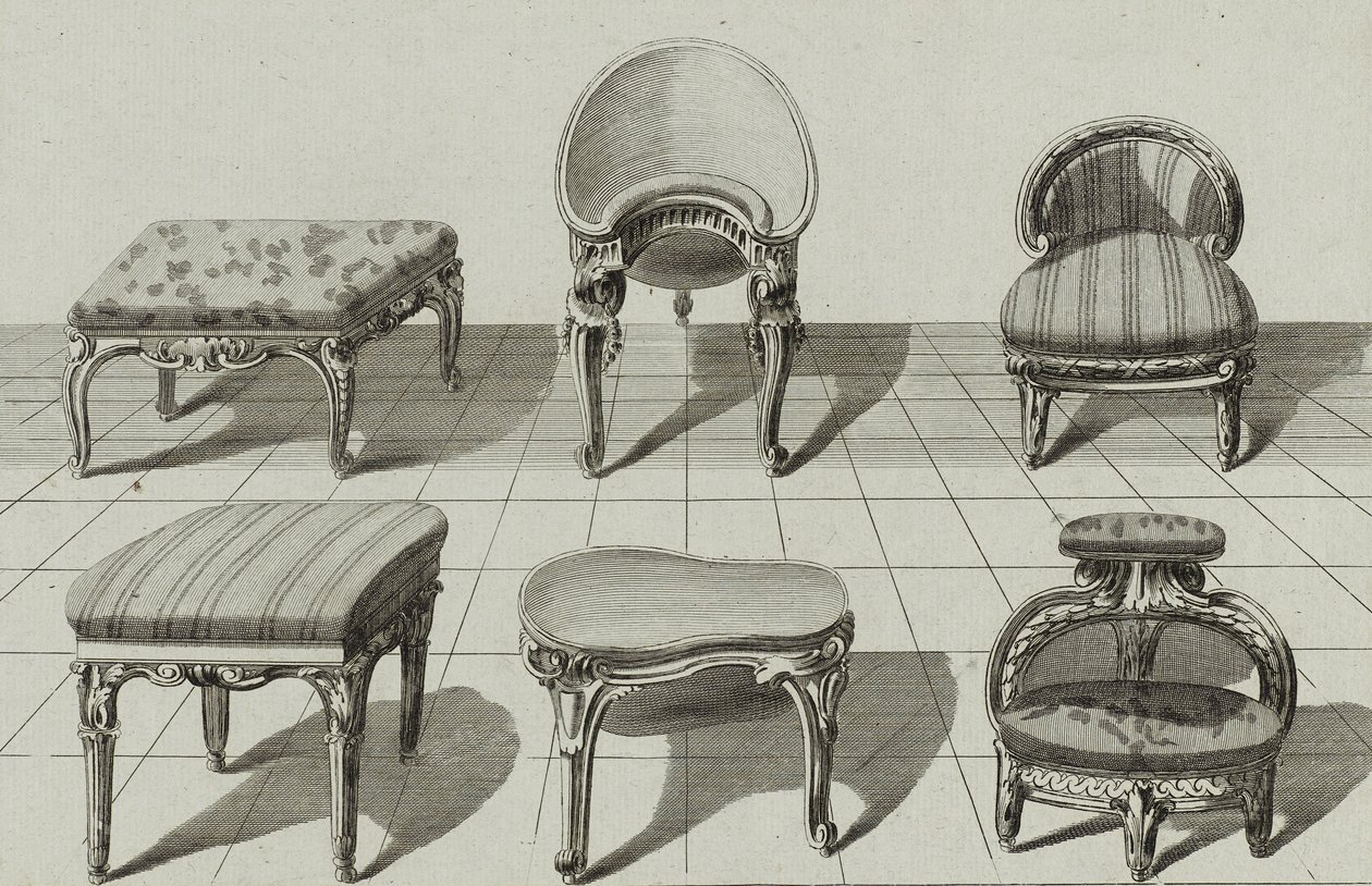 Skamler, toiletbideter, fodskammel, udgivet i midten af ​​1770