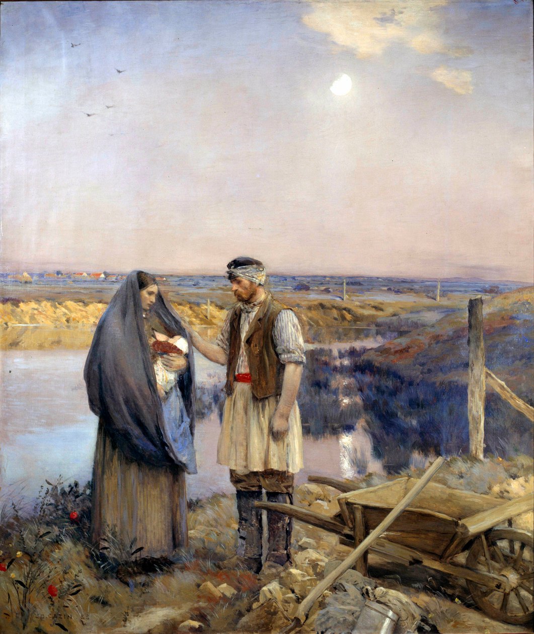 Dagen skabte en bondefamilie. Maleri af Jean Charles Cazin (1841-1901) søn. 1,99x1,66 m 1888 Paris, musee d
