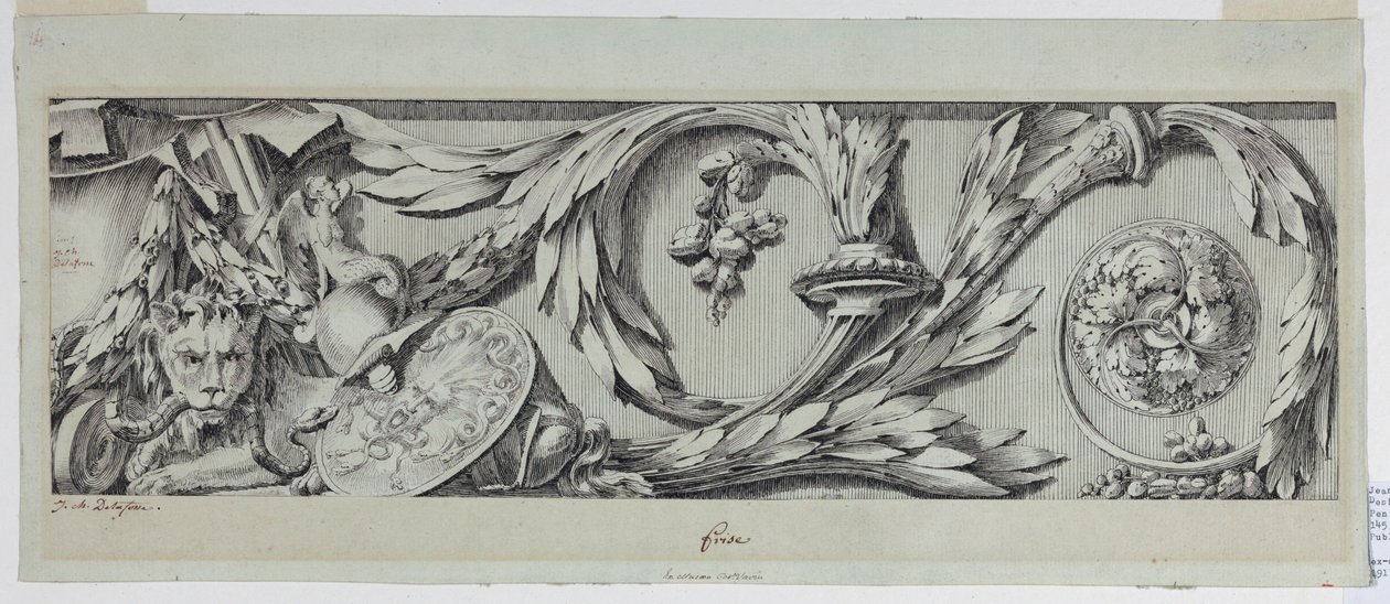 Tegning, Frise med Rinceau, 1775-80 af Jean Charles Delafosse