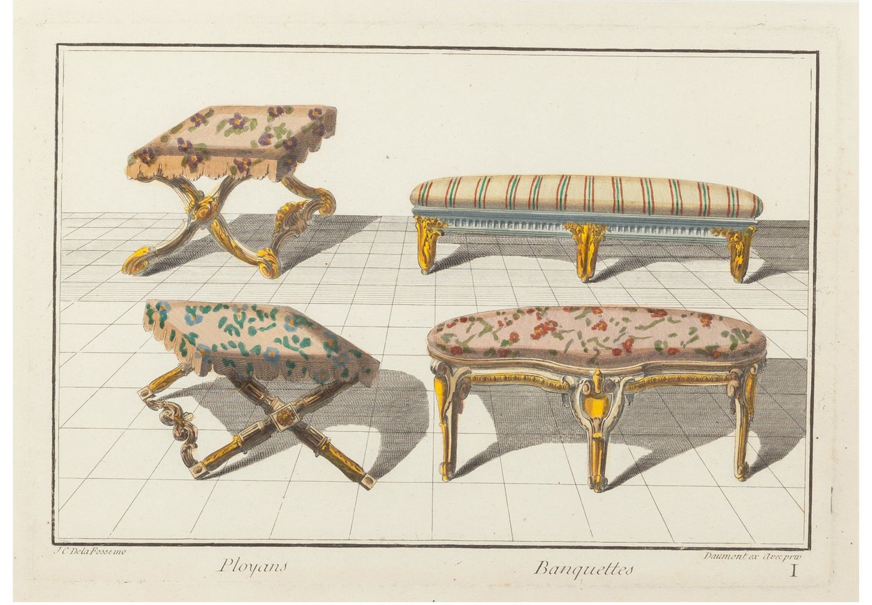 Ployans, bænke. Ny historisk ikonologi eller attributter Hierogliphyques, c.1768. af Jean Charles Delafosse