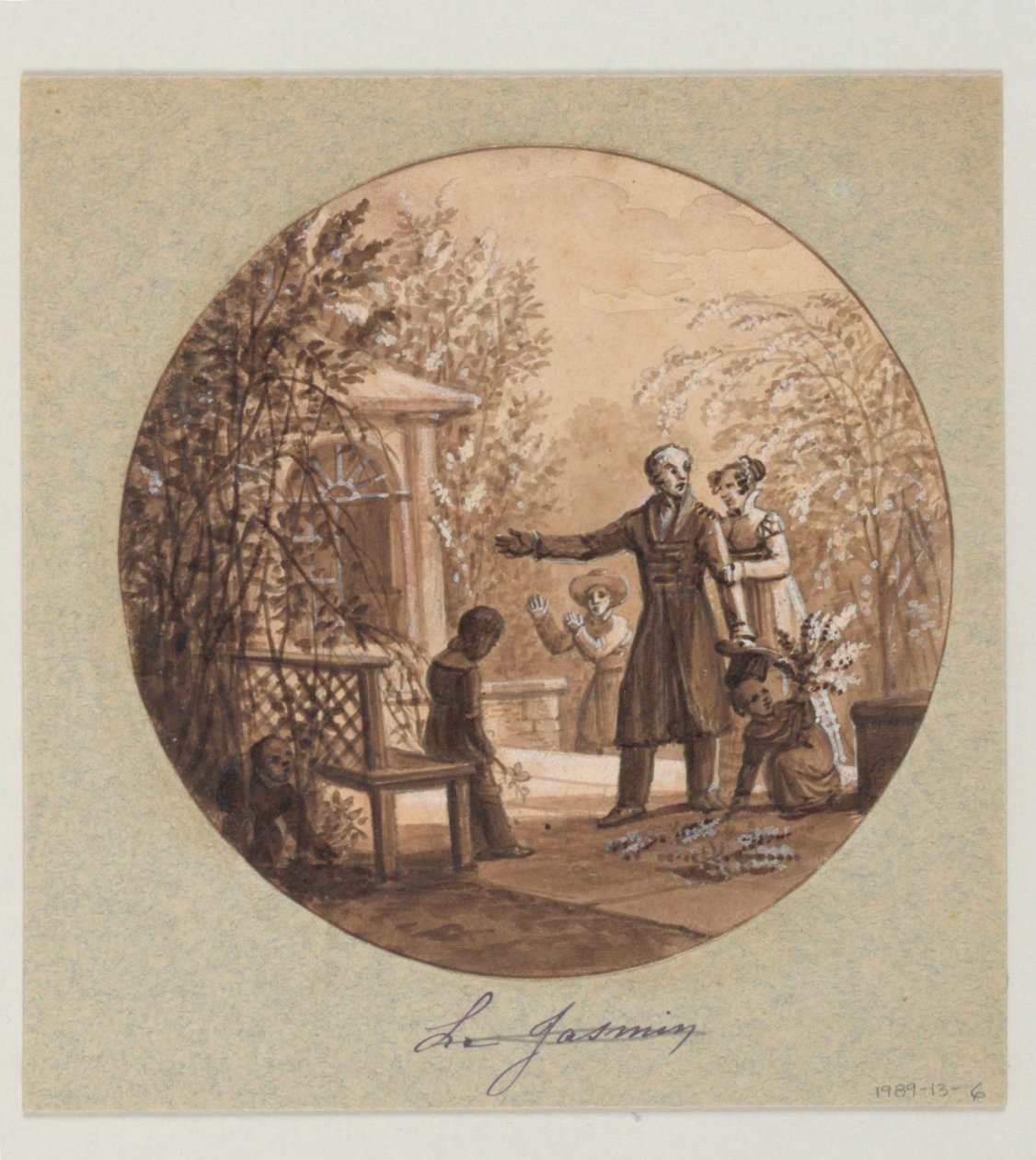 Design til en malet porcelænstallerken, Le Jasmin (Jasmin) fra Service de la Culture des Fleurs (Cultivation of Flowers Service) af Jean Charles Develly