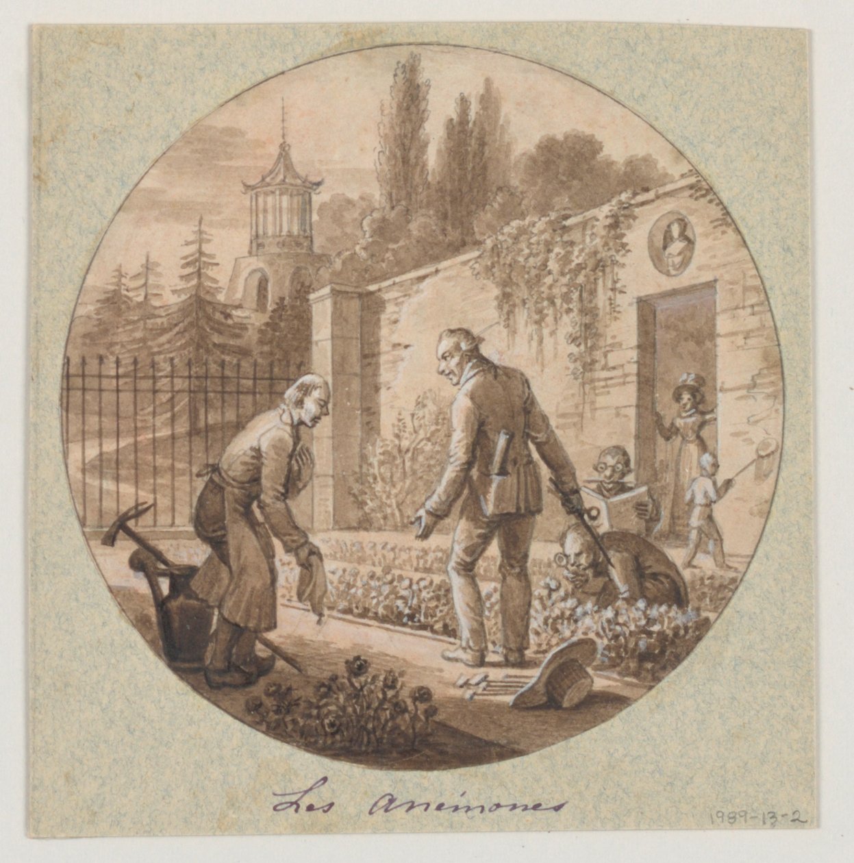 Design til en malet porcelænstallerken, Les Anémones (Anemoner) til Service de la Culture des Fleurs (Blomsterdyrkningstjeneste) af Jean Charles Develly