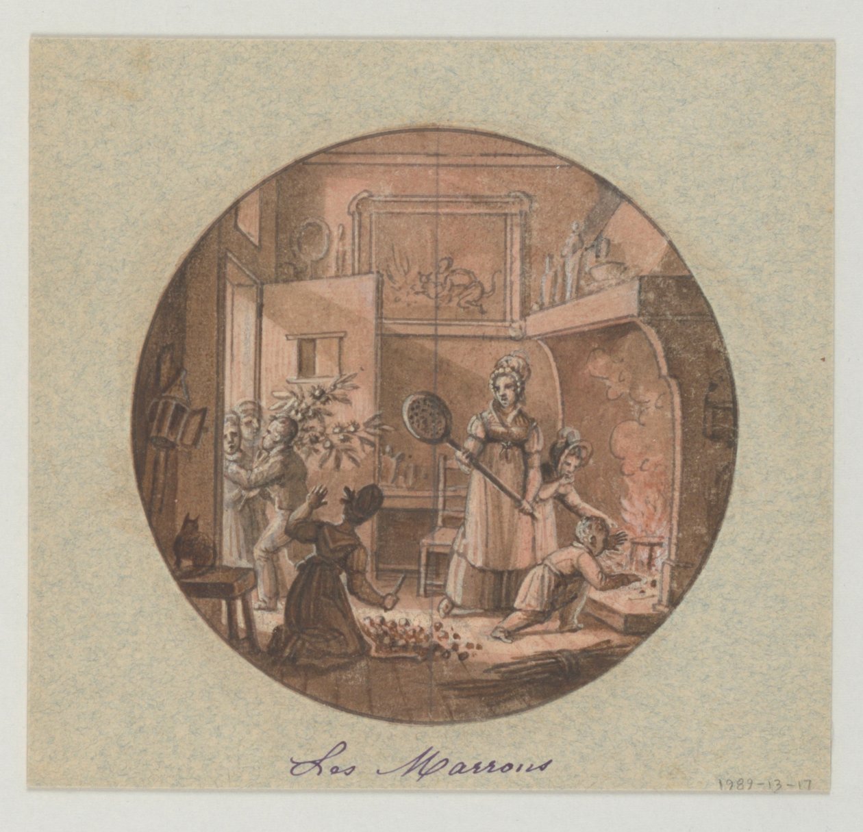 Design til en malet porcelænstallerken, Les Marrons (kastanjer) til Service des Objets de Dessert (Dessertservice) af Jean Charles Develly