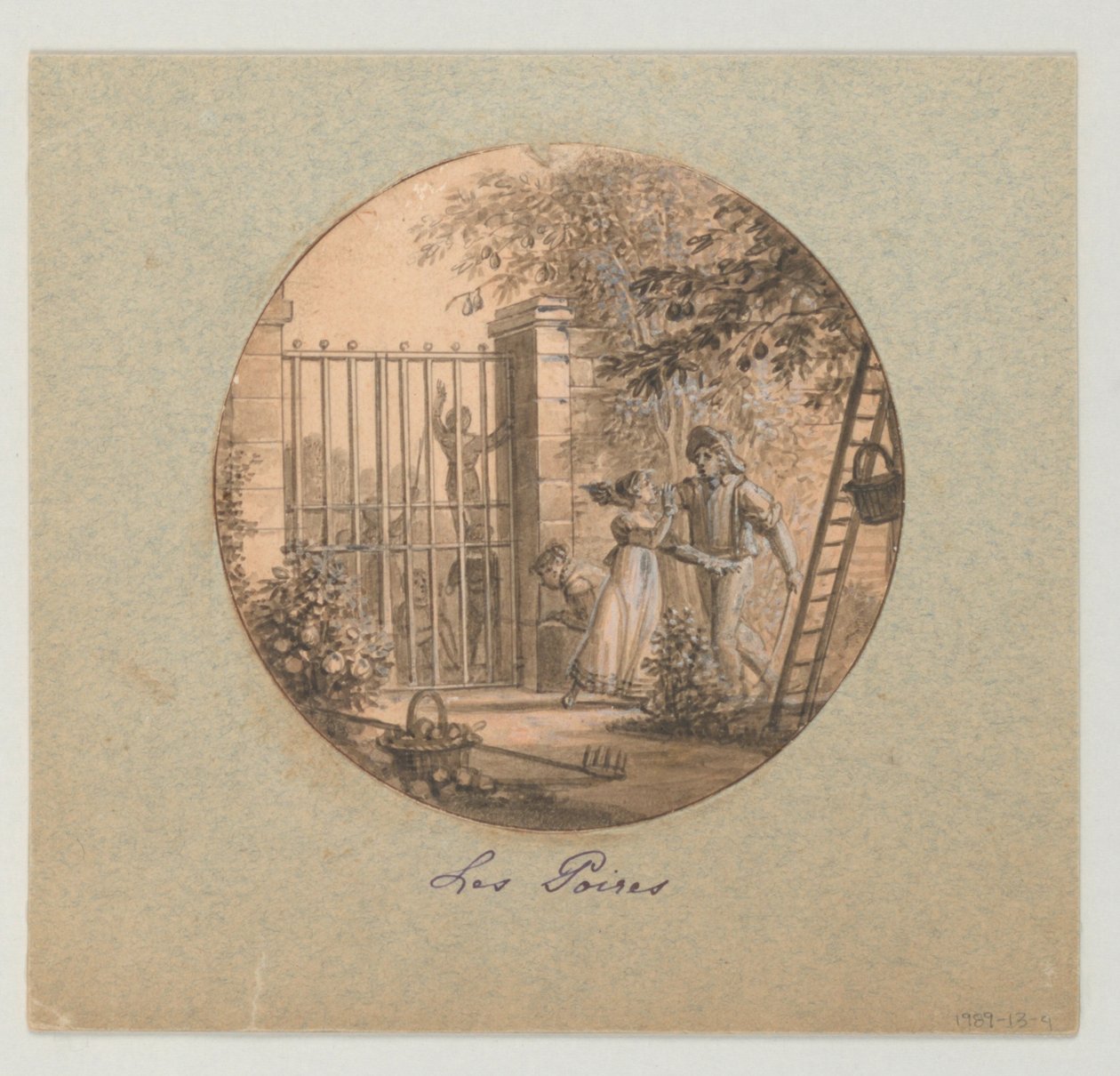 Design til en malet porcelænstallerken, Les Poires (pærer) fra Service des Objets de Dessert (Dessertservice) af Jean Charles Develly