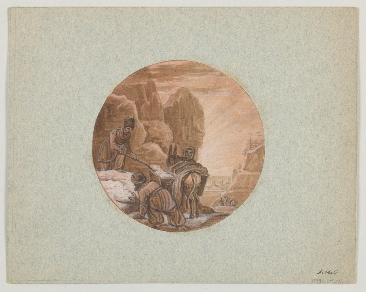 Design til et malet porcelænsserveringskar, Les Sorbets (sorbet) fra Service des Objets de Dessert (Dessertservice) af Jean Charles Develly