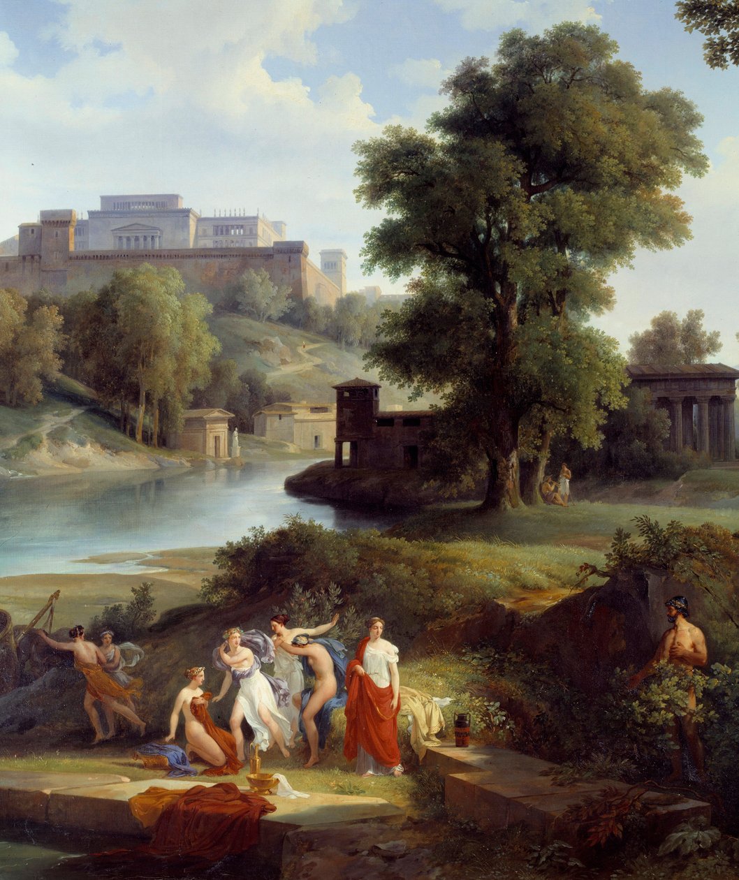 Odyssee af Homere: "" Ulysses ser Nausicaa, datter af kong Alcinoos, spille en bold med sine tilhængere"" Detail. Maleri af Jean Charles Remond (1795-1875) 1830 Nantes, Musee des Beaux Arts af Jean Charles Joseph Rémond