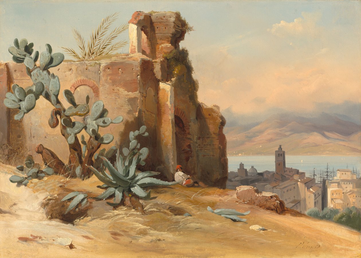 Gamle ruiner nær Messina, Sicilien af Jean Charles Joseph Rémond